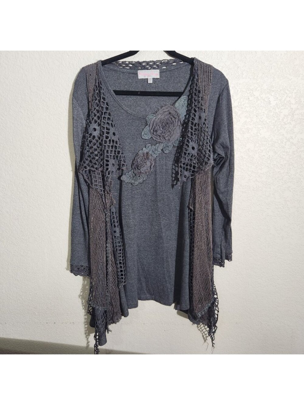 Pretty Angel Womens Long Sleeve Flowing Tunic Top L Gray Whimsigoth